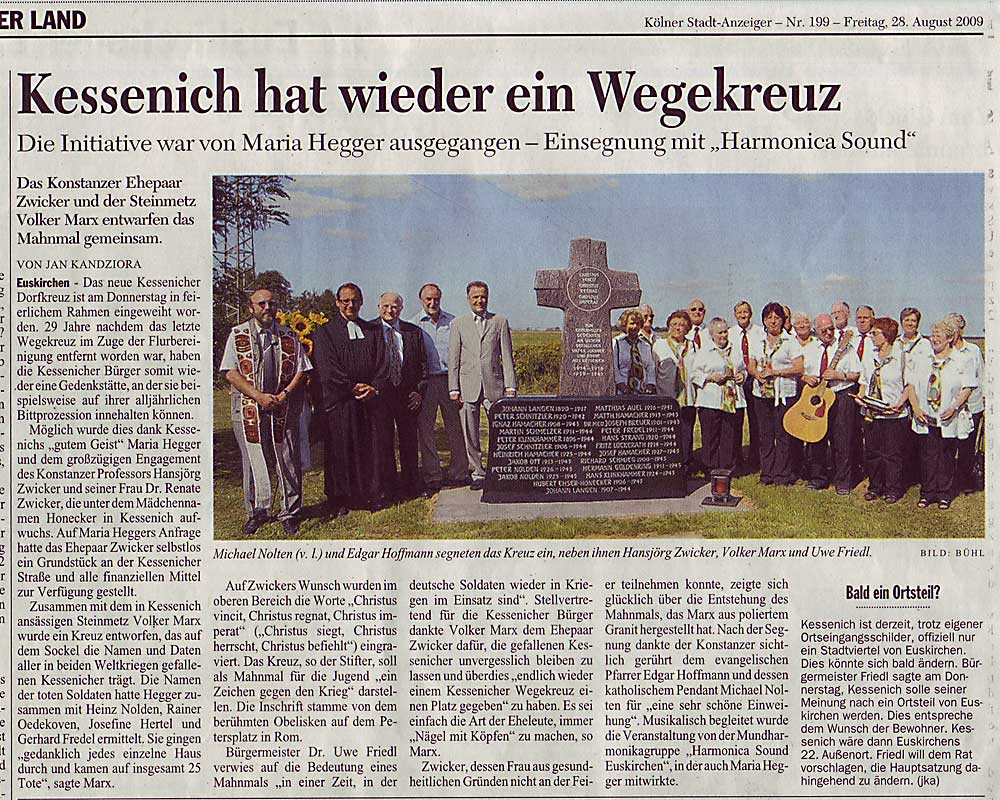Artikel Kölner Stadtanzeiger vom 28.08.2009