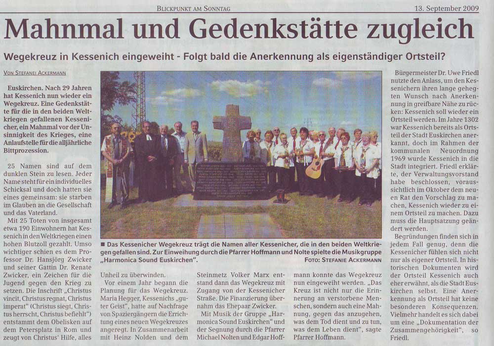 Artikel Blickpunkt vom 13.09.2009