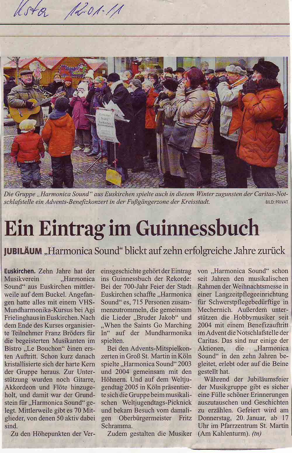 Artikel Kölner Stadtanzeiger 12.01.2011